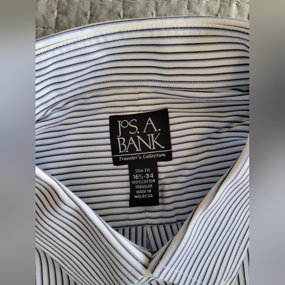 jos a bank Dress shirt long sleeve 16.5 34 Blue purple striped - Picture 4 of 4